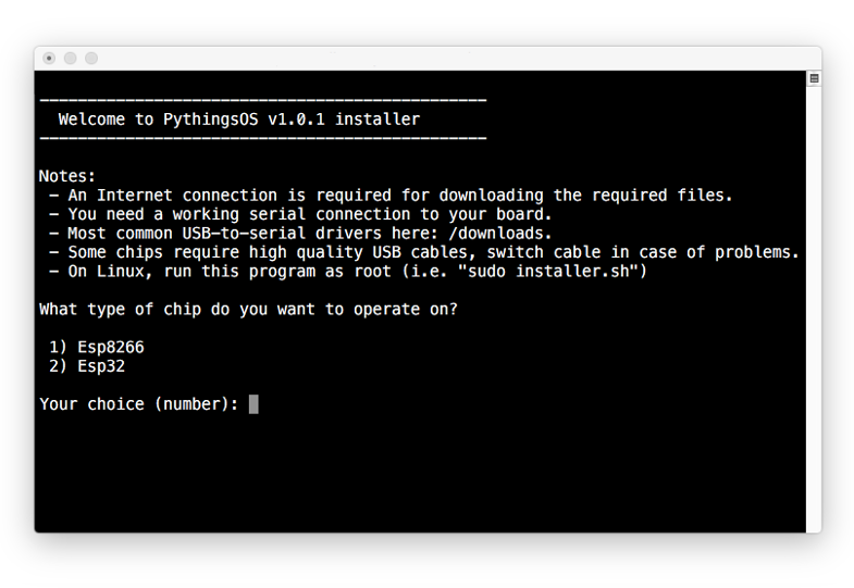 Step 1: Install PythingsOS